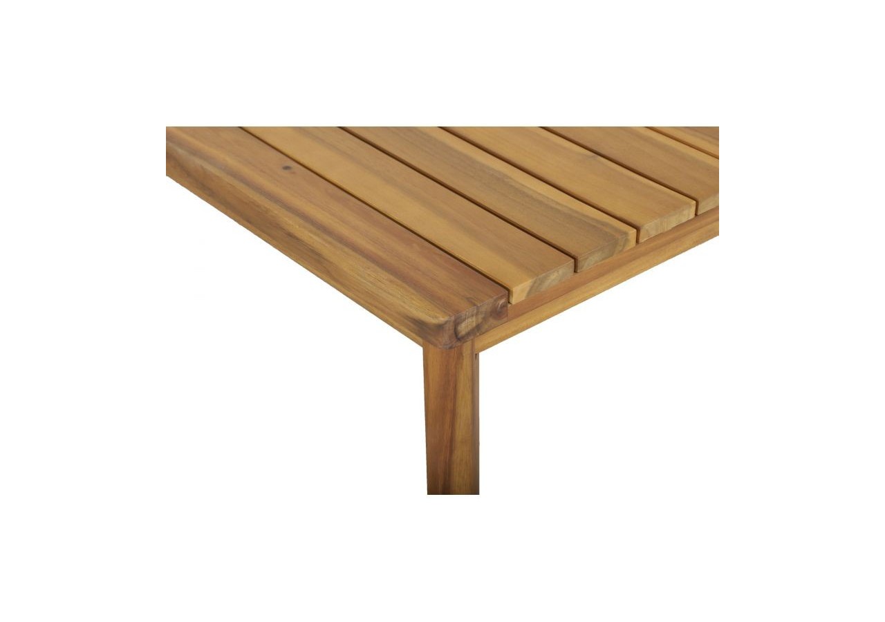 Salon de jardin MALA en bois d'acacia 5 places corde coussins terracotta