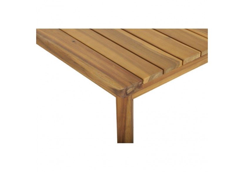 Salon de jardin MALA en bois d'acacia 5 places corde coussins terracotta