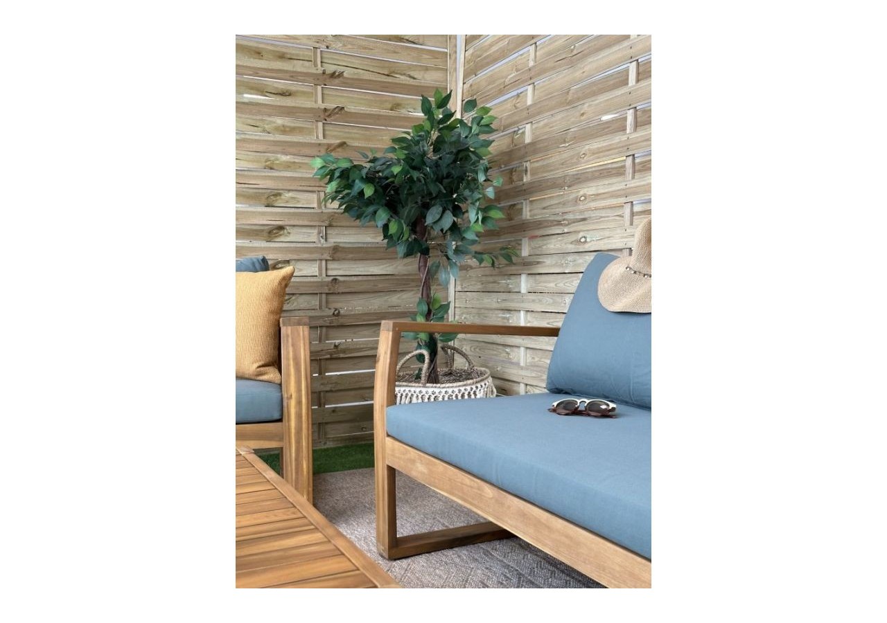 Salon de jardin OLBIA en bois d’acacia coussins verts