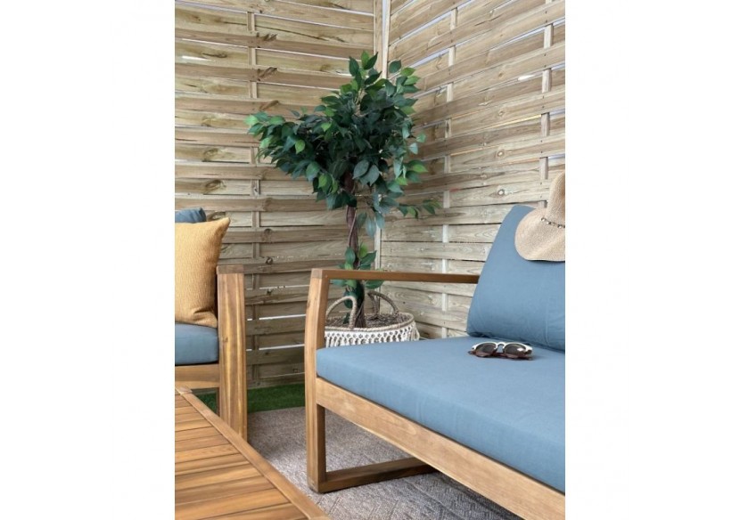 Salon de jardin OLBIA en bois d’acacia coussins verts