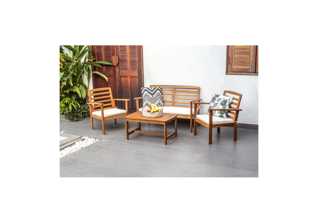 Salon de jardin LOMA en bois d'acacia coloris écru 4 places