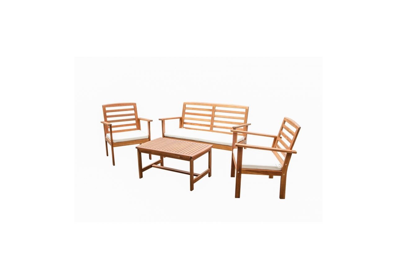 Salon de jardin LOMA en bois d'acacia coloris écru 4 places