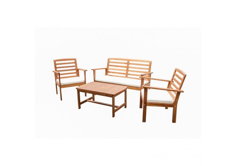 Salon de jardin LOMA en bois d'acacia coloris écru 4 places