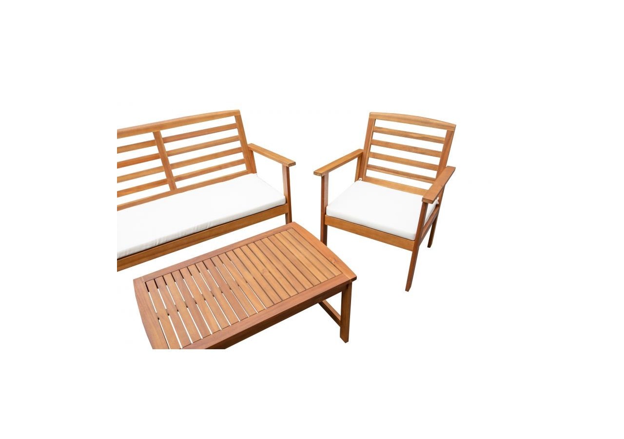 Salon de jardin LOMA en bois d'acacia coloris écru 4 places