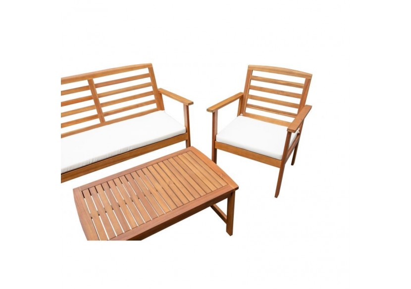 Salon de jardin LOMA en bois d'acacia coloris écru 4 places