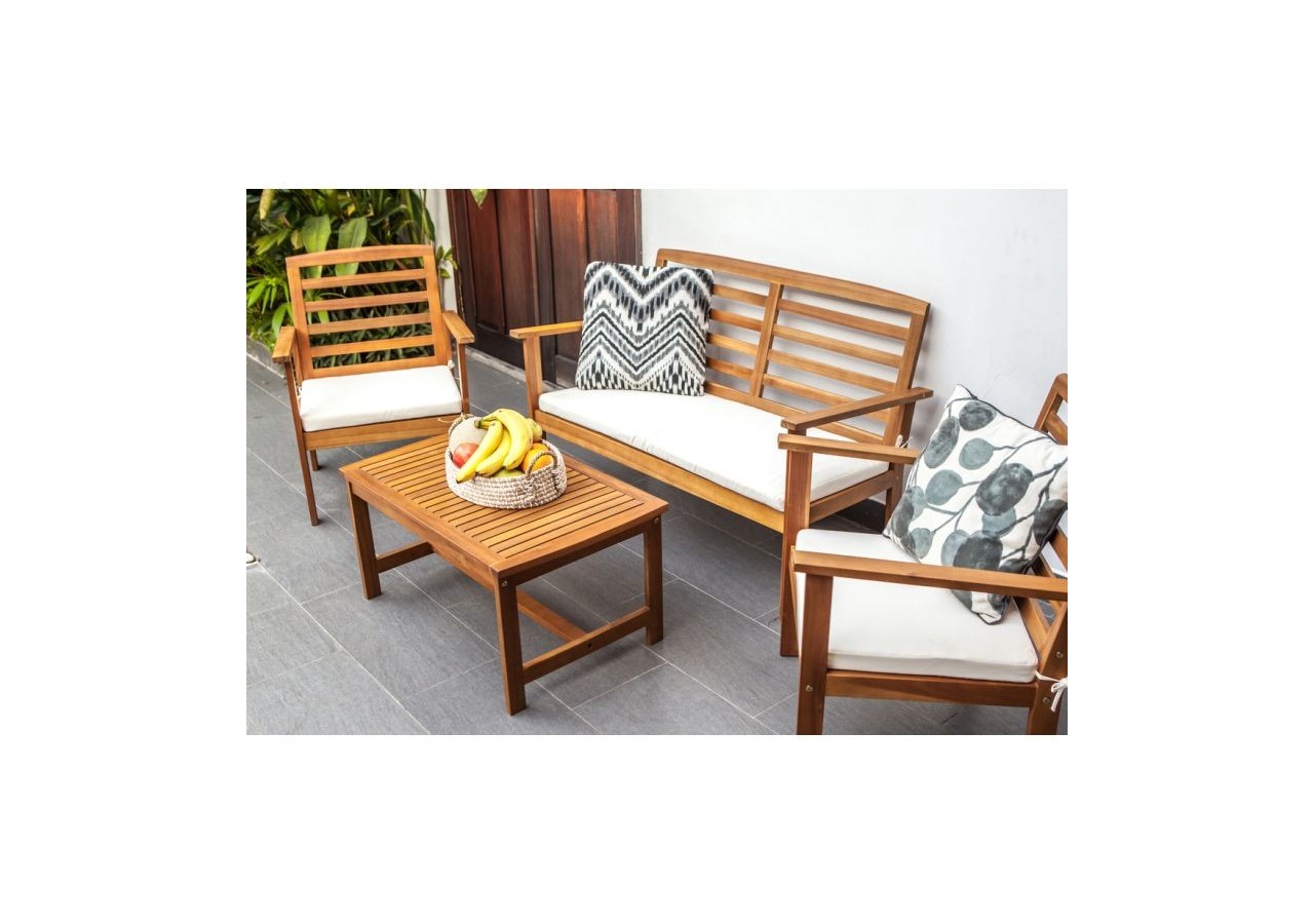 Salon de jardin LOMA en bois d'acacia coloris écru 4 places