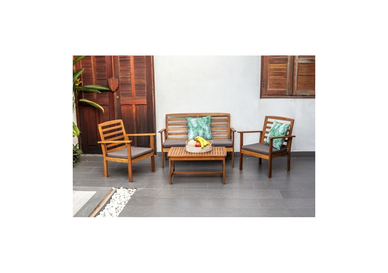 Salon de jardin LOMA en bois d'acacia coloris gris 4 places