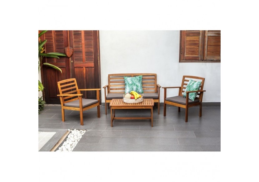 Salon de jardin LOMA en bois d'acacia coloris gris 4 places