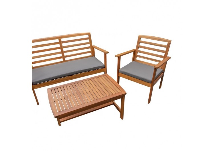 Salon de jardin LOMA en bois d'acacia coloris gris 4 places