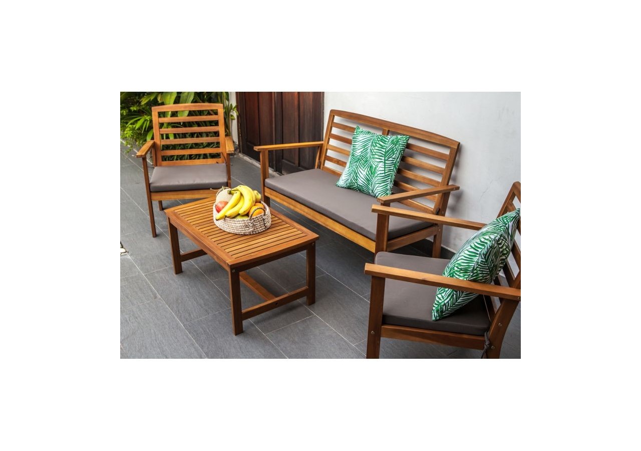 Salon de jardin LOMA en bois d'acacia coloris gris 4 places