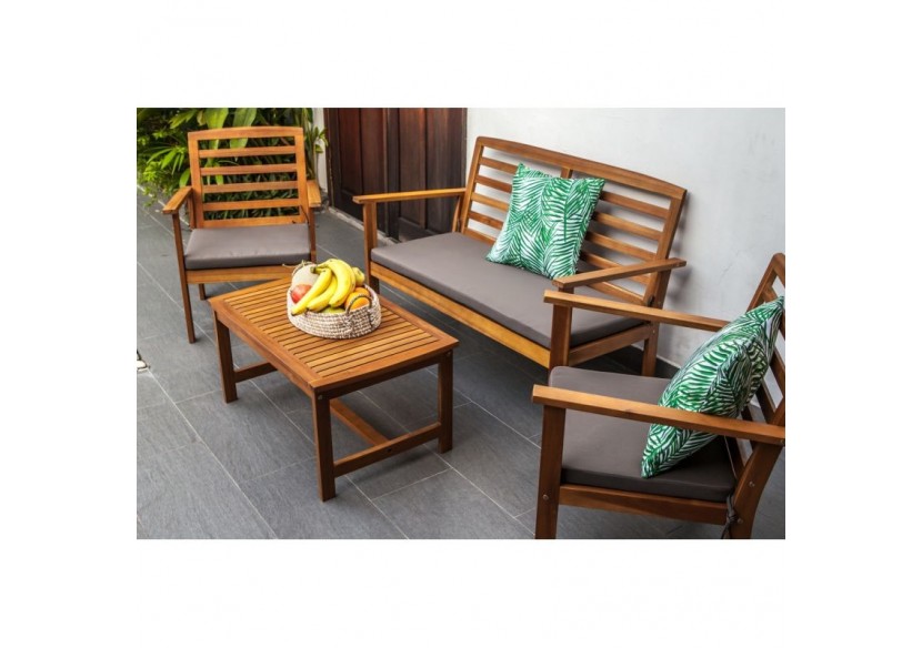 Salon de jardin LOMA en bois d'acacia coloris gris 4 places