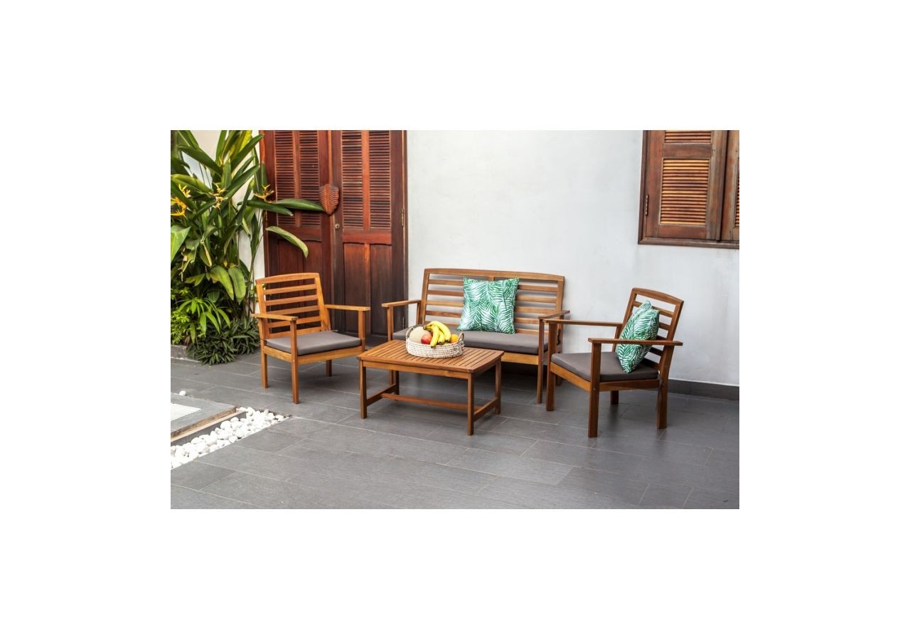 Salon de jardin LOMA en bois d'acacia coloris gris 4 places
