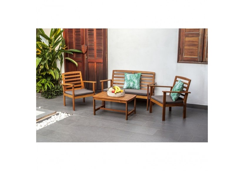 Salon de jardin LOMA en bois d'acacia coloris gris 4 places