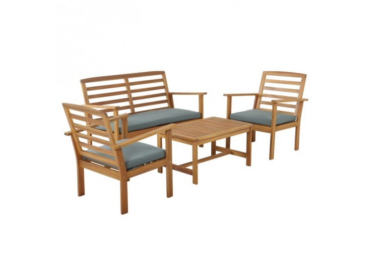 Salon de jardin LOMA en bois d'acacia coloris vert 4 places