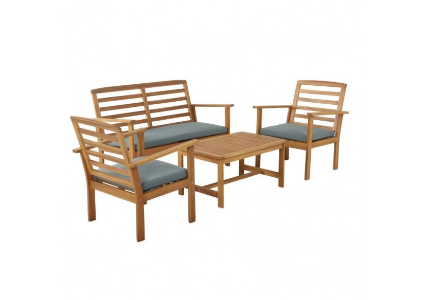 Salon de jardin LOMA en bois d'acacia coloris vert 4 places