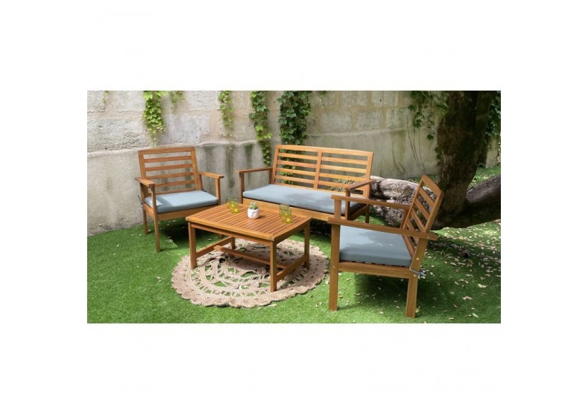 Salon de jardin LOMA en bois d'acacia coloris vert 4 places