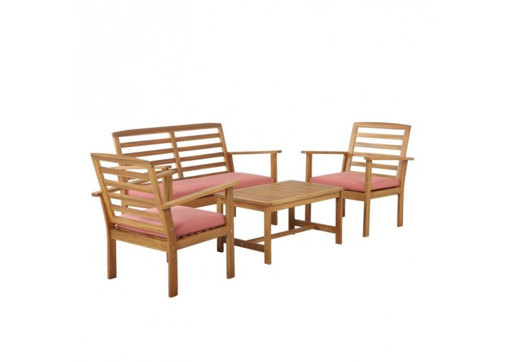 Salon de jardin LOMA en bois d'acacia 4 places coloris terracotta