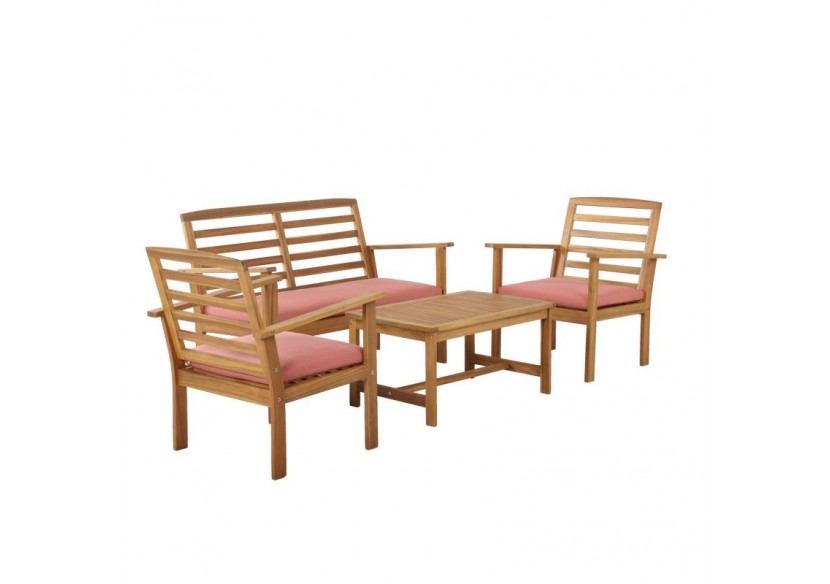 Salon de jardin LOMA en bois d'acacia 4 places coloris terracotta