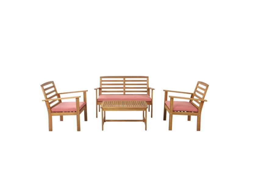 Salon de jardin LOMA en bois d'acacia 4 places coloris terracotta