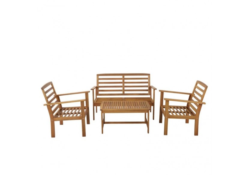 Salon de jardin LOMA en bois d'acacia 4 places coloris terracotta