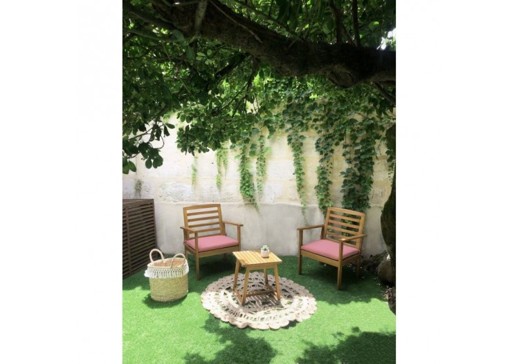 Salon de jardin LOMA en bois d'acacia 2 places coloris terracotta 2