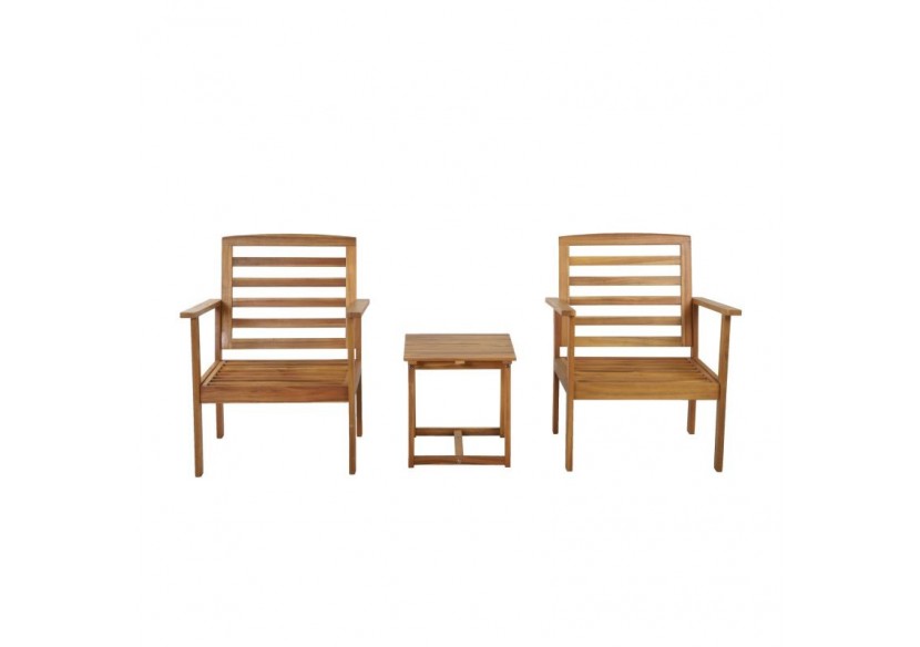 Salon de jardin LOMA en bois d'acacia 2 places coloris terracotta