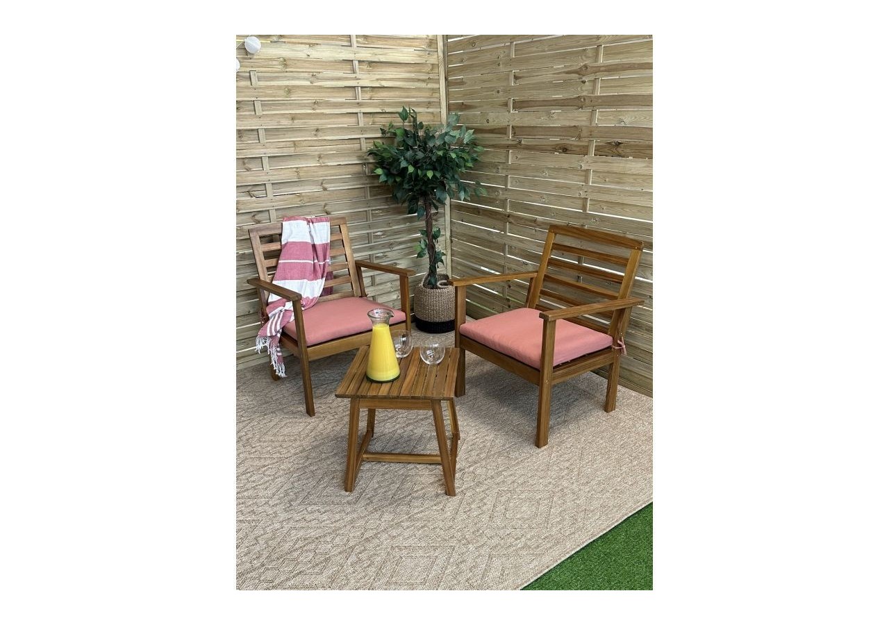 Salon de jardin LOMA en bois d'acacia 2 places coloris terracotta