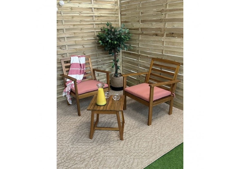 Salon de jardin LOMA en bois d'acacia 2 places coloris terracotta