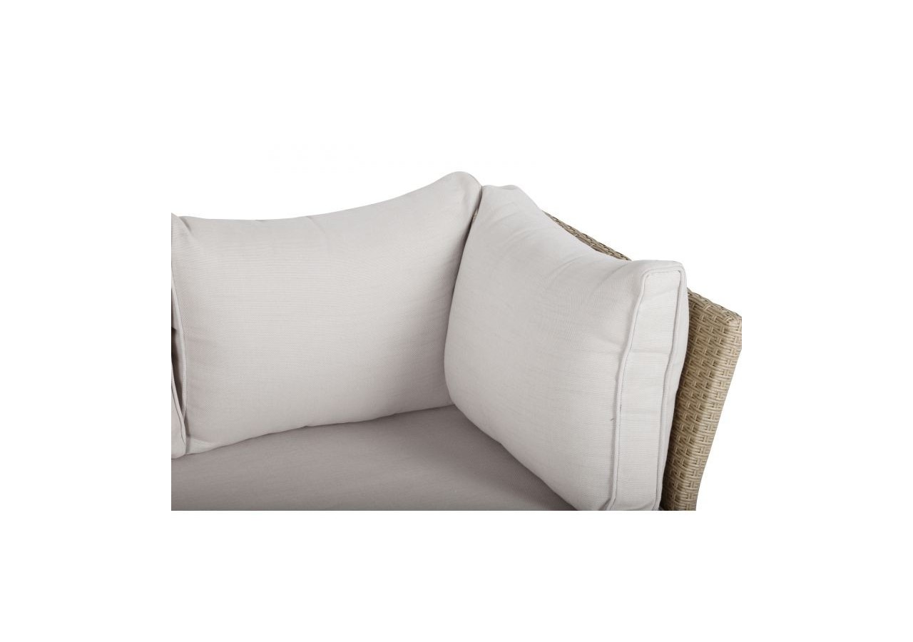 Salon de jardin FRANKLIN en résine tressée 10 places coussins beige