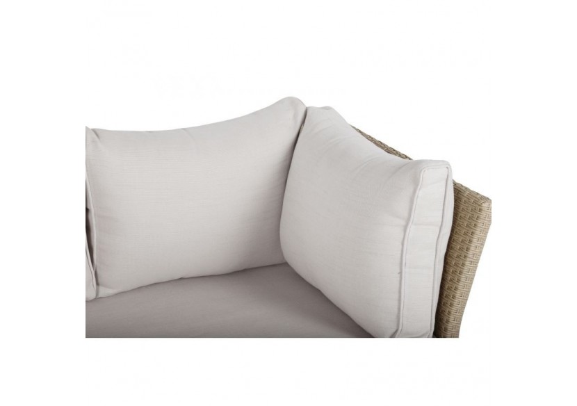 Salon de jardin FRANKLIN en résine tressée 10 places coussins beige