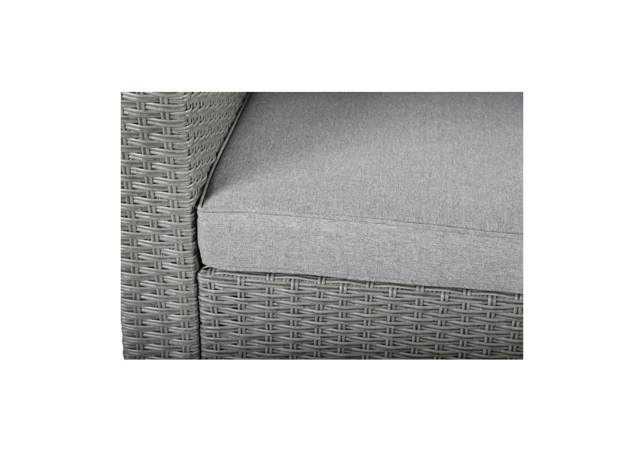 Salon de jardin MELROSE en résine tressée 7 places coussins gris