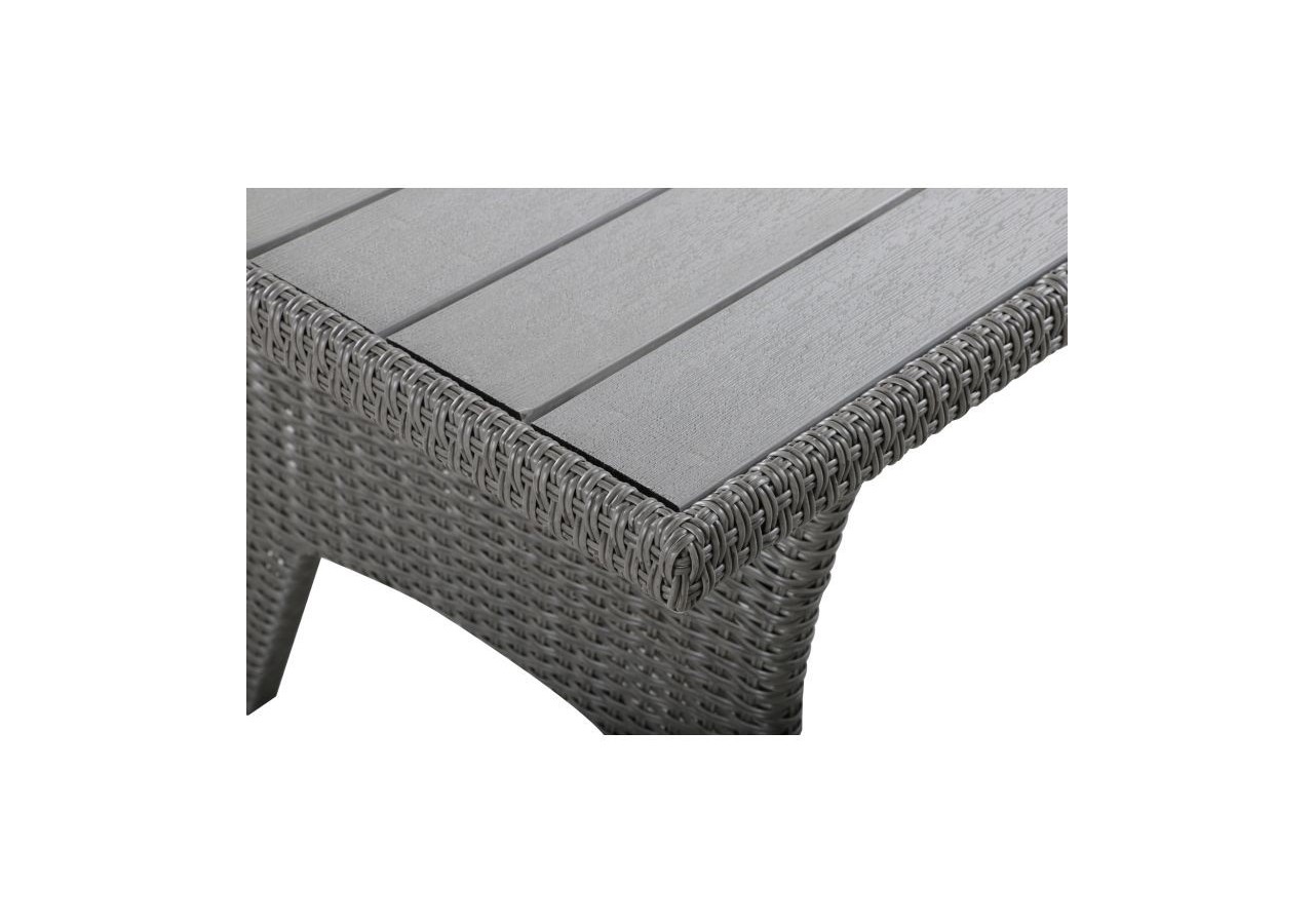 Salon de jardin MELROSE en résine tressée 7 places coussins gris