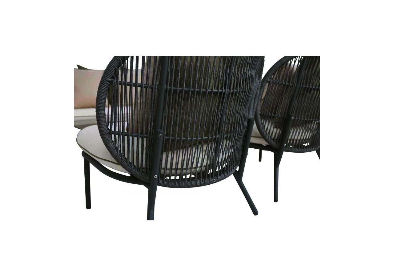 Salon de jardin ARIA aluminium 5 places coussins blancs