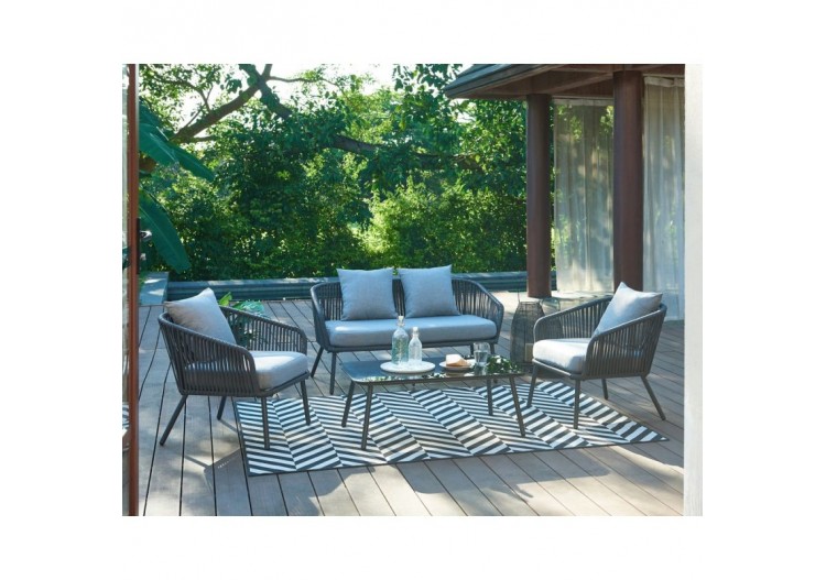 Salon de jardin HAVANA en métal et corde coloris gris 4 places 2