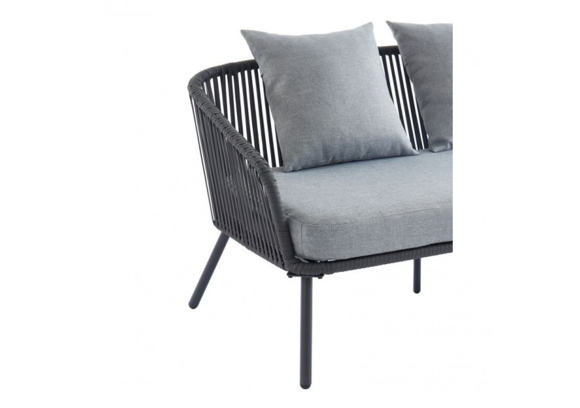 Salon de jardin HAVANA en métal et corde coloris gris 4 places