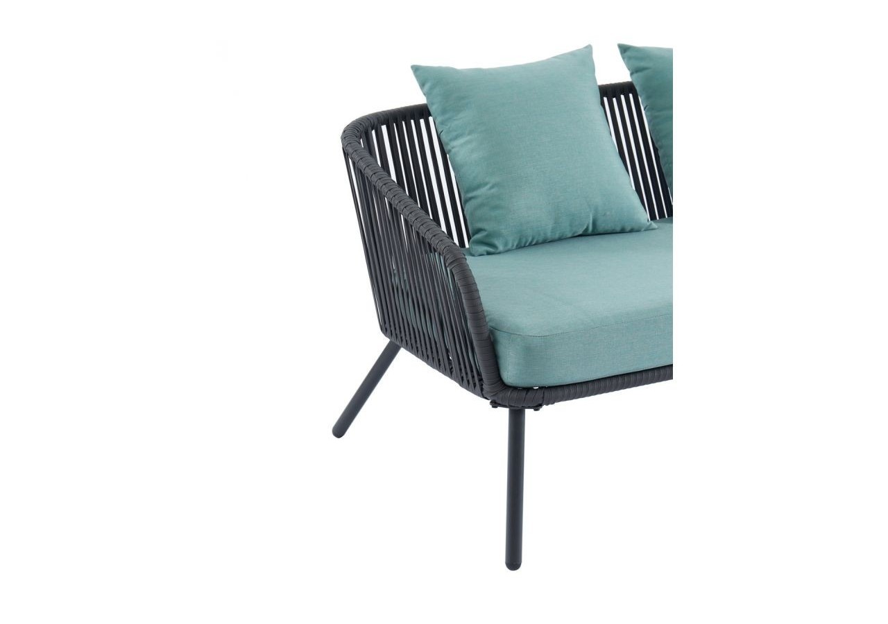 Salon de jardin HAVANA en métal et corde coloris vert 4 places