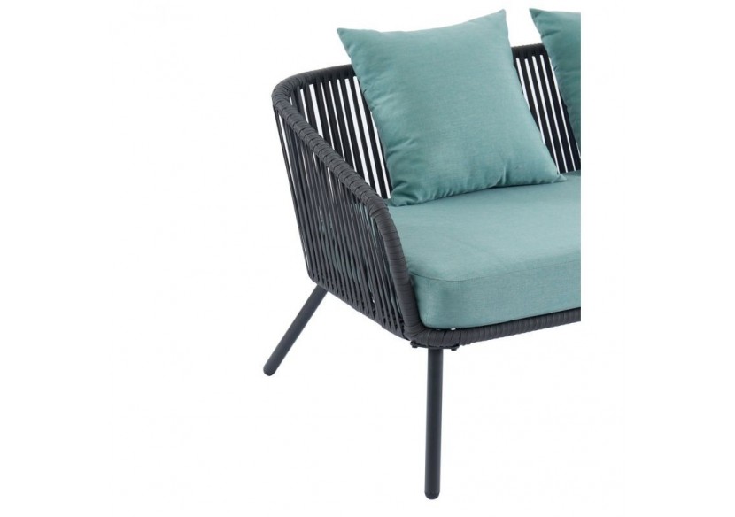 Salon de jardin HAVANA en métal et corde coloris vert 4 places