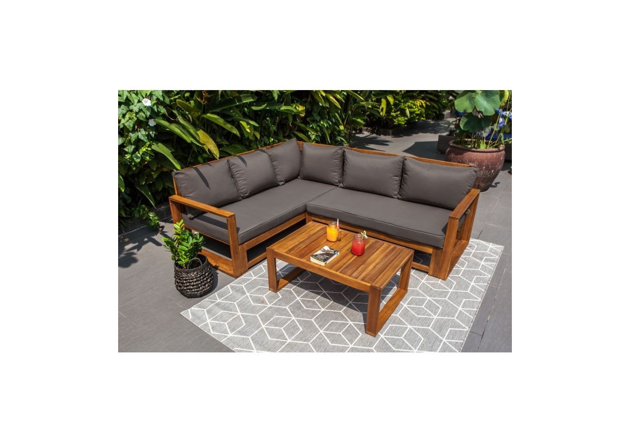 Salon de jardin BELHARRA en bois d'acacia 4 places coloris gris