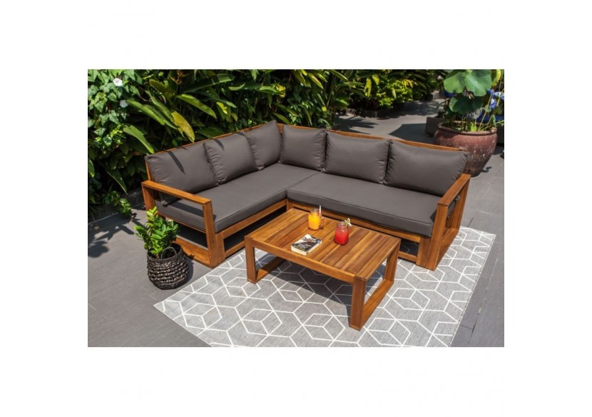 Salon de jardin BELHARRA en bois d'acacia 4 places coloris gris