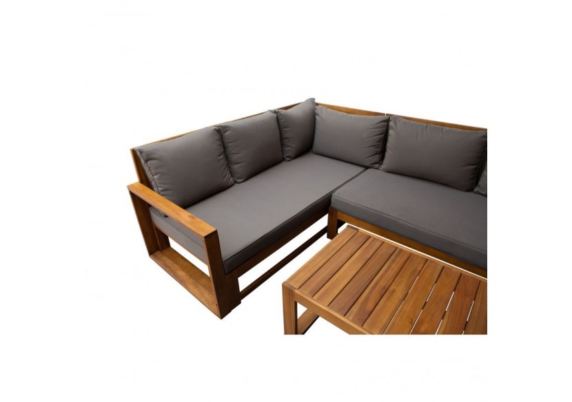 Salon de jardin BELHARRA en bois d'acacia 4 places coloris gris