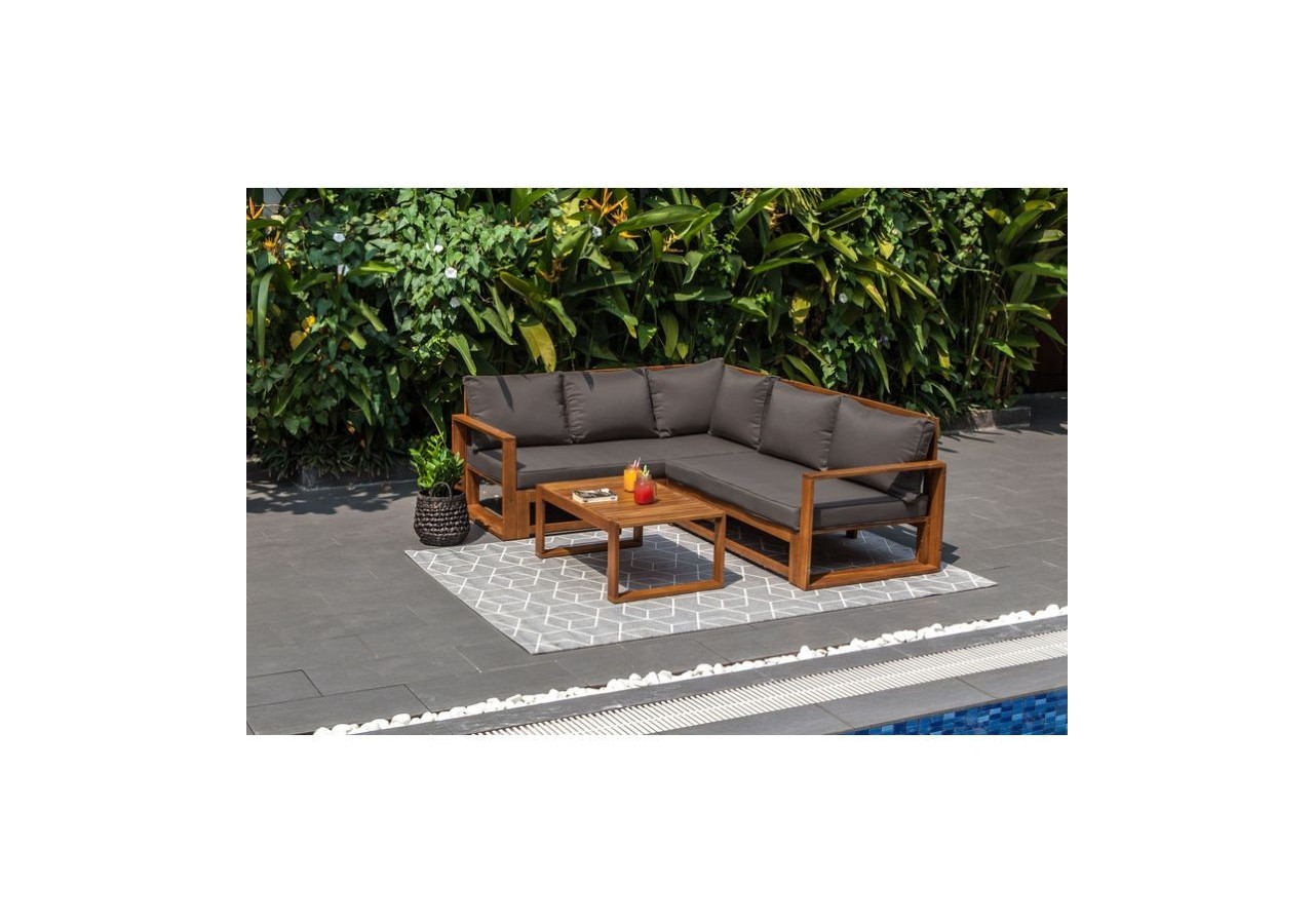 Salon de jardin BELHARRA en bois d'acacia 4 places coloris gris
