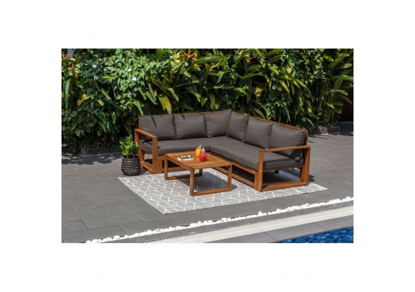Salon de jardin BELHARRA en bois d'acacia 4 places coloris gris