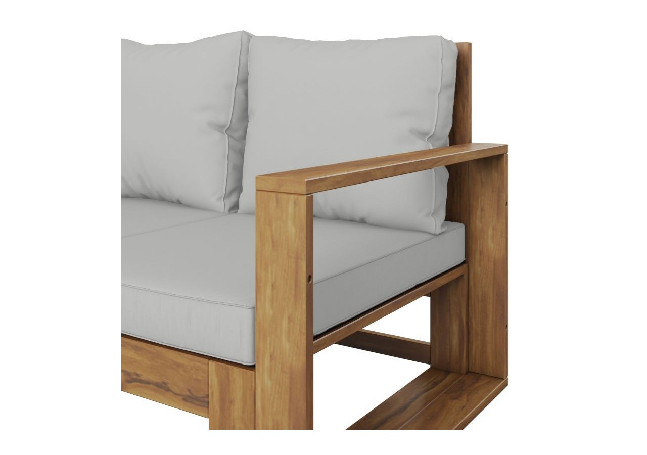 Salon de jardin CAMILA bois d'acacia coloris gris clair 5 places