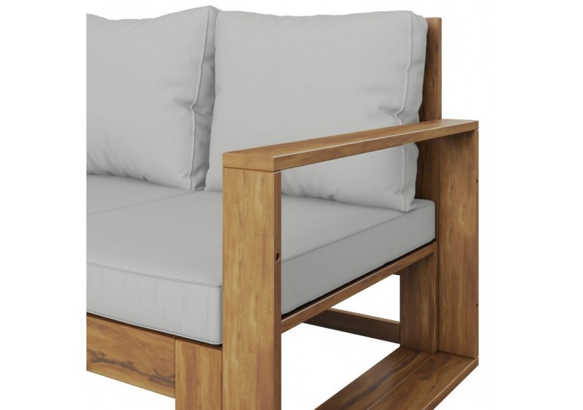 Salon de jardin CAMILA bois d'acacia coloris gris clair 5 places