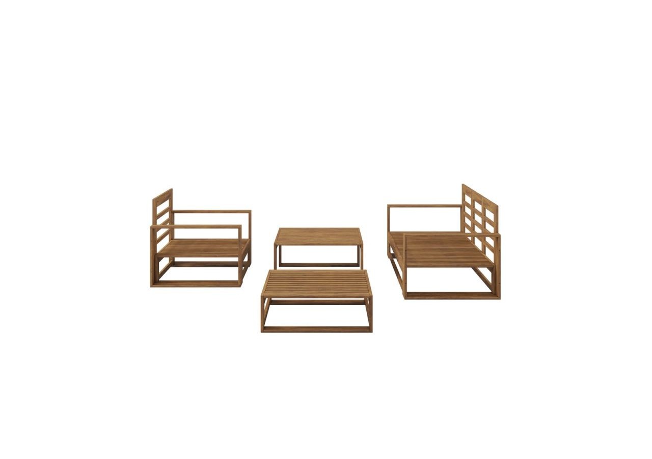 Salon de jardin CAMILA bois d'acacia coloris gris clair 5 places