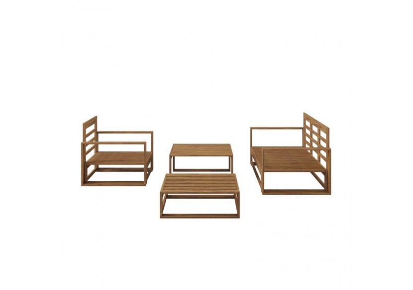 Salon de jardin CAMILA bois d'acacia coloris gris clair 5 places