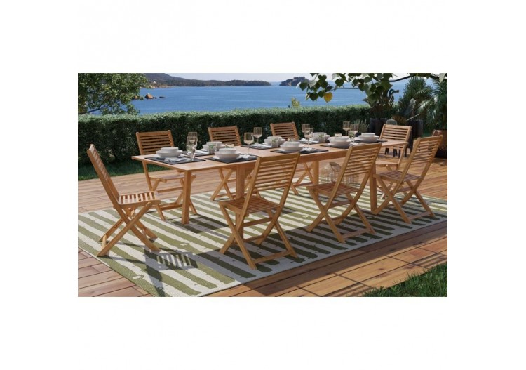 Ensemble repas jardin CARINI en bois d'eucalyptus FSC 8 places 2