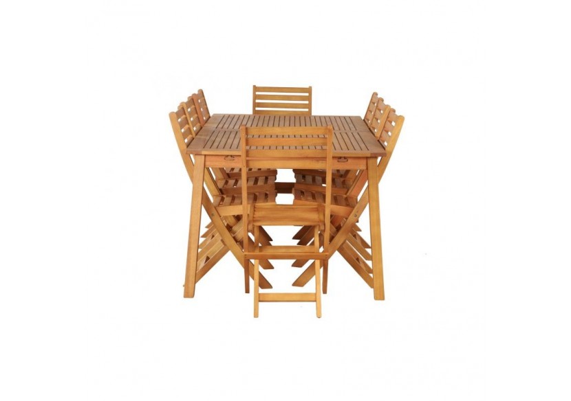 Ensemble repas de jardin SORA en bois d'eucalyptus 8 places 180-240 cm