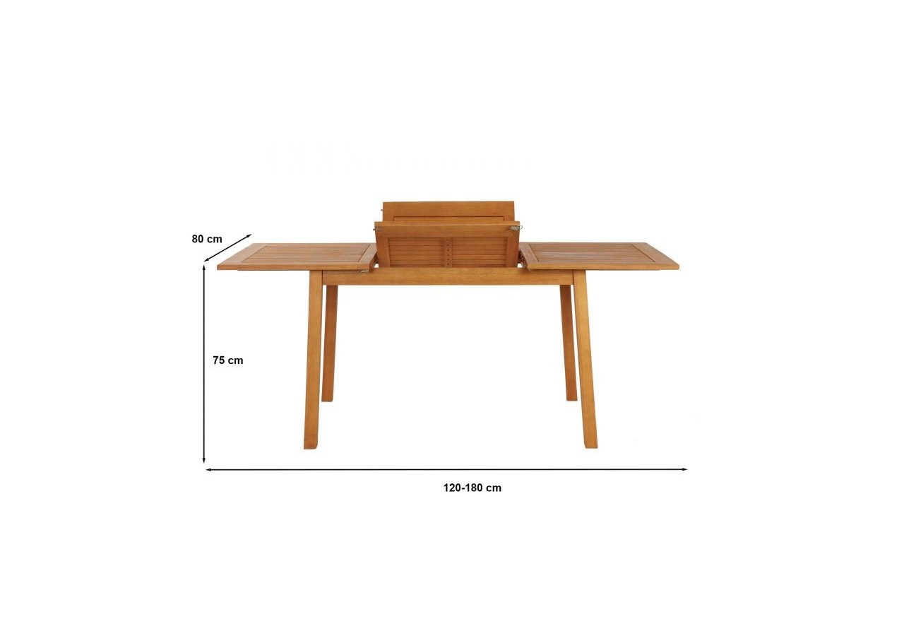 Ensemble repas de jardin SORA en bois d'eucalyptus 6 places 120-180 cm