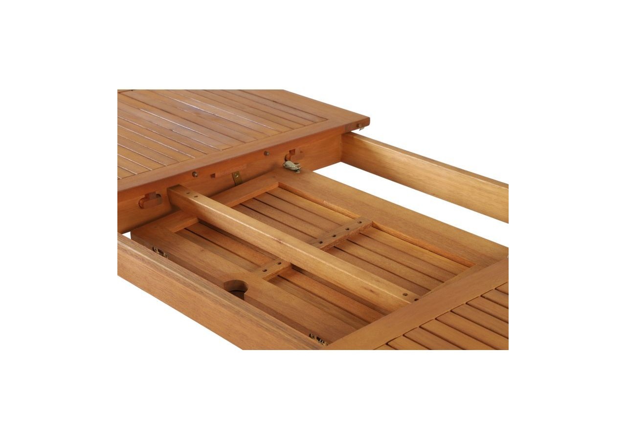 Ensemble repas de jardin SORA en bois d'eucalyptus 6 places 120-180 cm